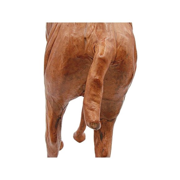 Leather Wrapped Camel Figurine 14" Dromedary Statue 1970s Vintage Brown Detailed - Picture 11 of 12